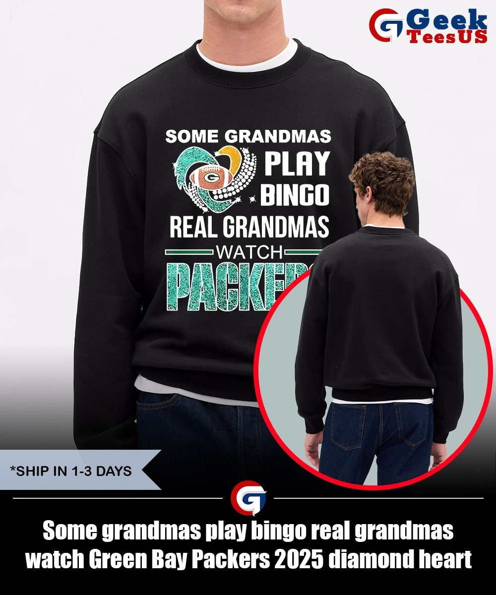 Some grandmas play bingo real grandmas watch Green Bay Packers 2025 diamond heart shirt Unisex , , , Long Sleeve Tee