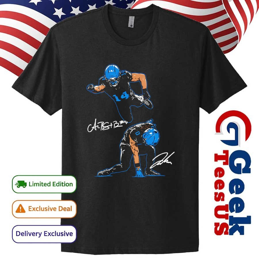 Superheroes Amon-Ra St. Brown and Jahmyr Gibbs Detroit Lions football signature shirt Unisex , , , Long Sleeve Tee