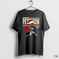 Top Christmas Adrian Peterson With Santa Hat Minnesota Vikings Caricature Signature T Shirt Sweater