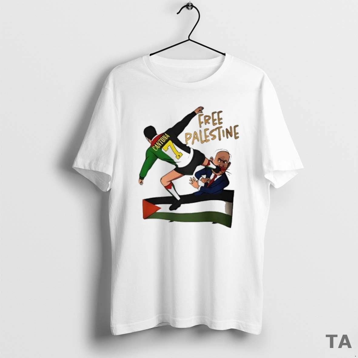 Top Eric Cantona 7 Free Palestine Flag T Shirt Sweater