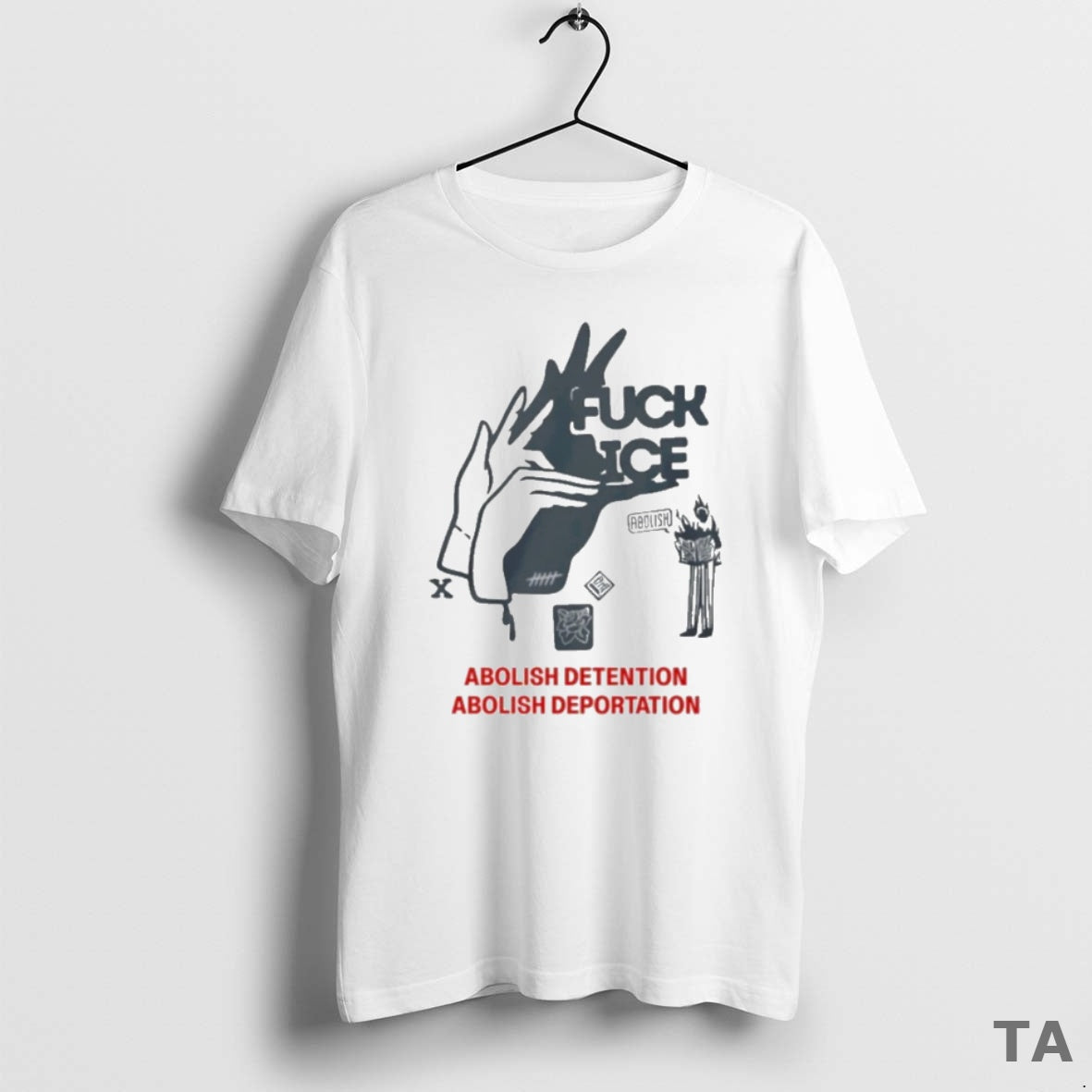 Top Fuck Ice And No Kings Abolish Detention Abolish Deportation Hand T Shirt Sweater