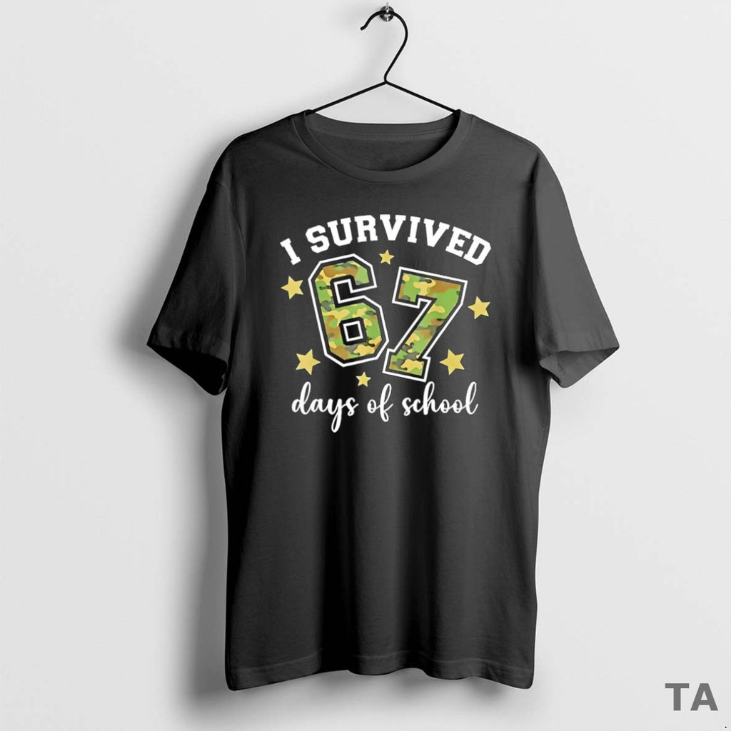 Top I Survived 67 Days Of School Camo T Shirt Sweater