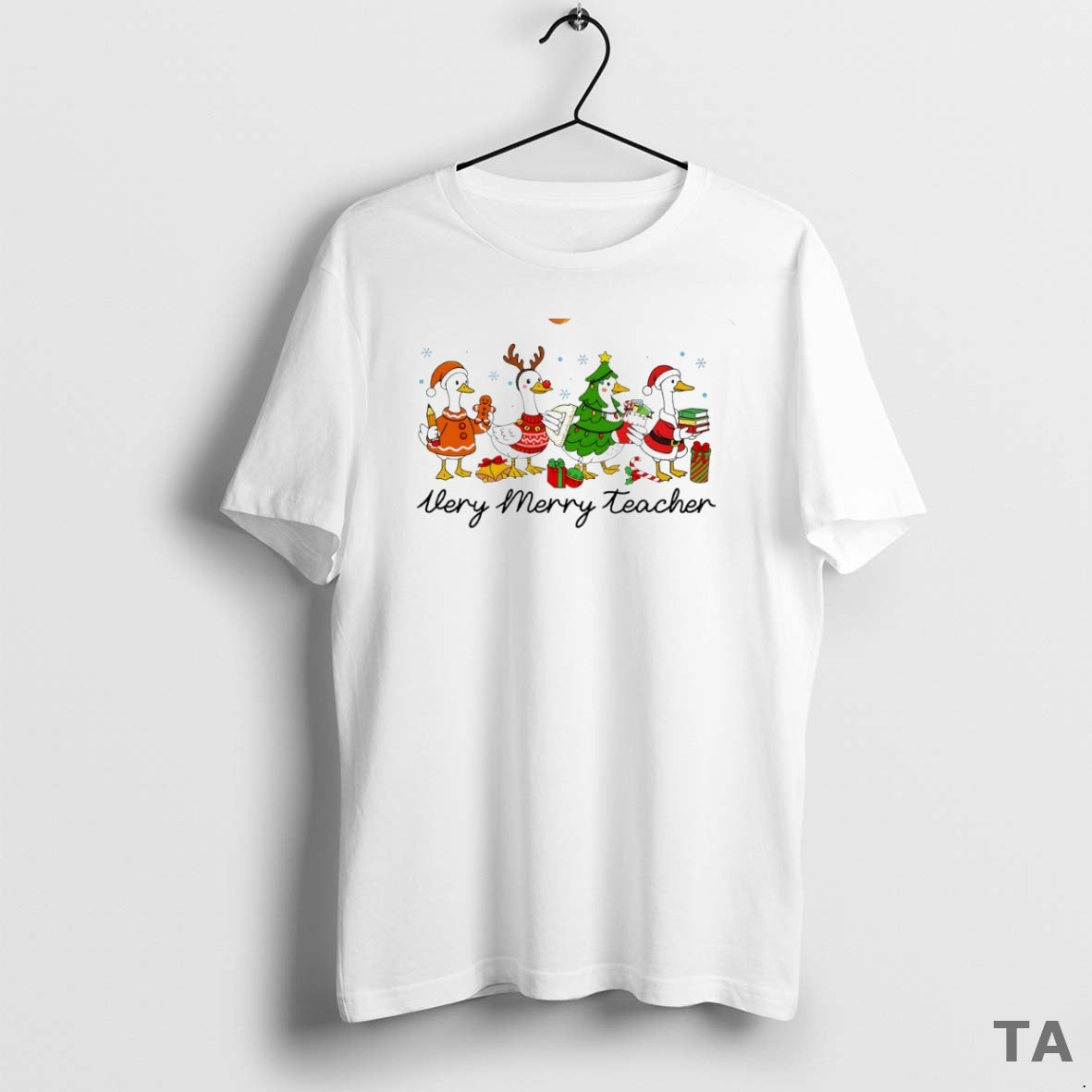 Top Merry Goosemas Teacher Christmas Circle T Shirt Sweater
