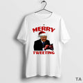 Top Merry Tweeting Santa Hat Trump Christmas T Shirt Sweater