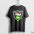 Top Nice Grinch Peeking Through Raiders Football Christmas Holiday T Shirt Sweater