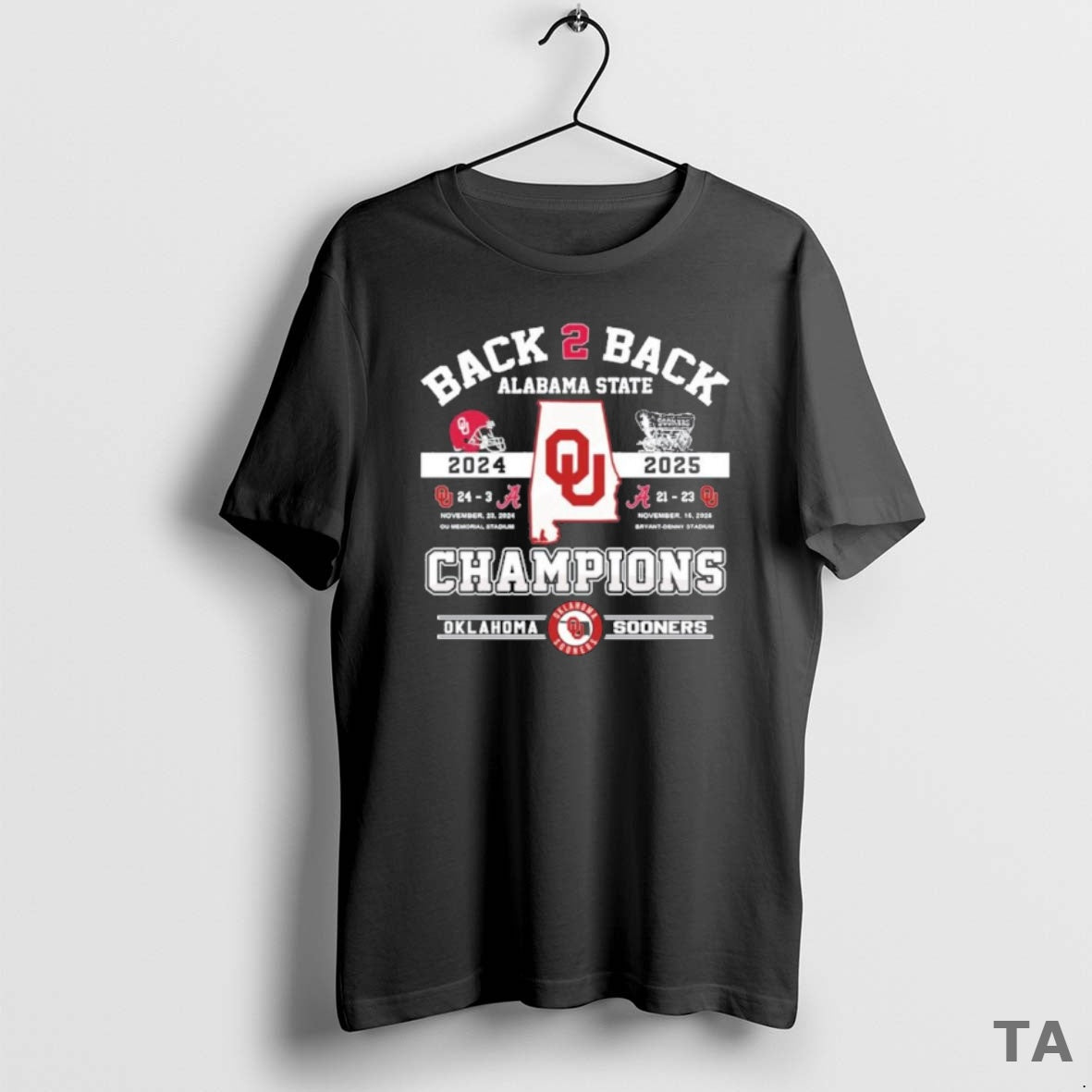 Top Oklahoma Sooners Back 2 Back Alabama State Champions T Shirt Sweater