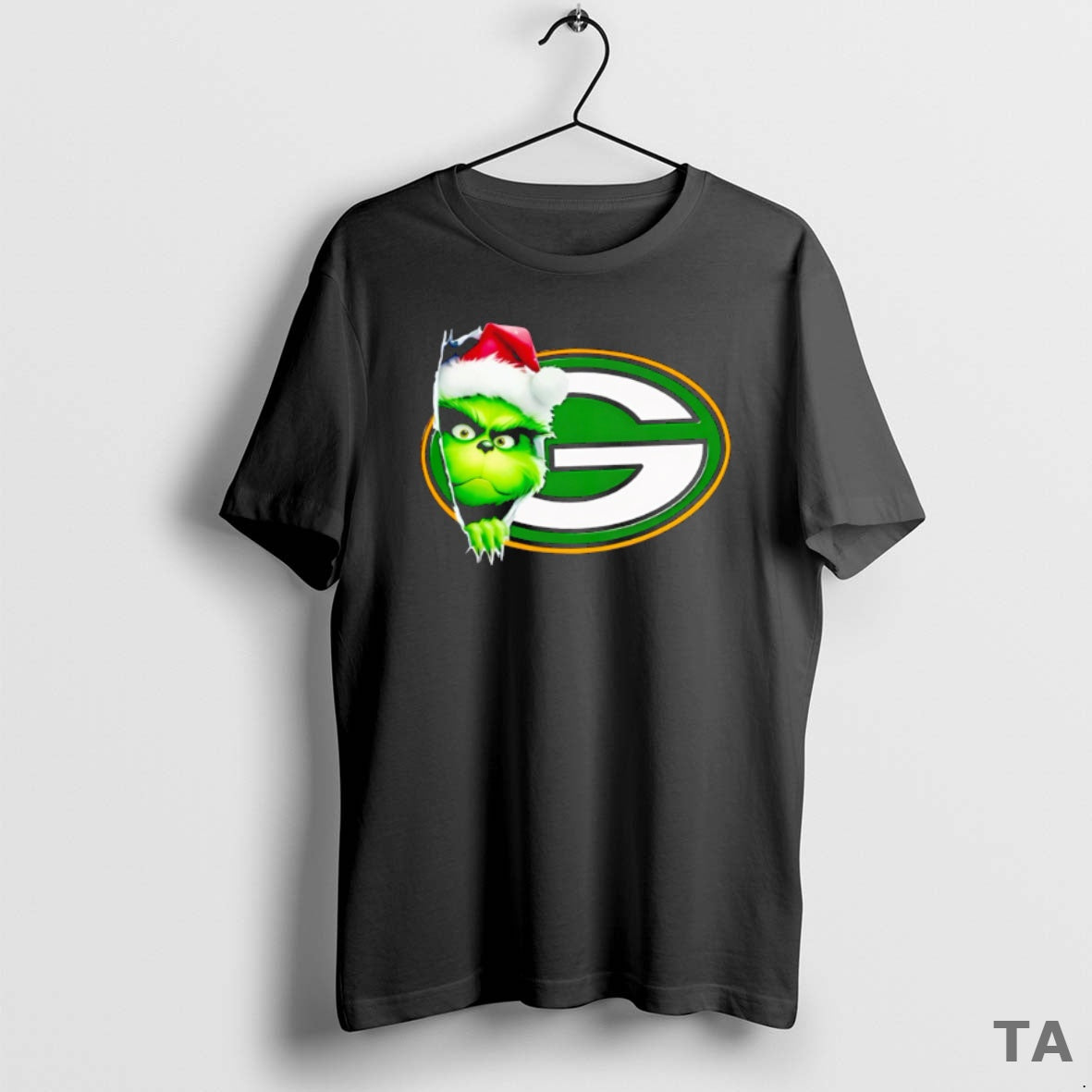 Top Premium Grinch Peeking Through Green Bay Packers Christmas Holiday T Shirt Sweater