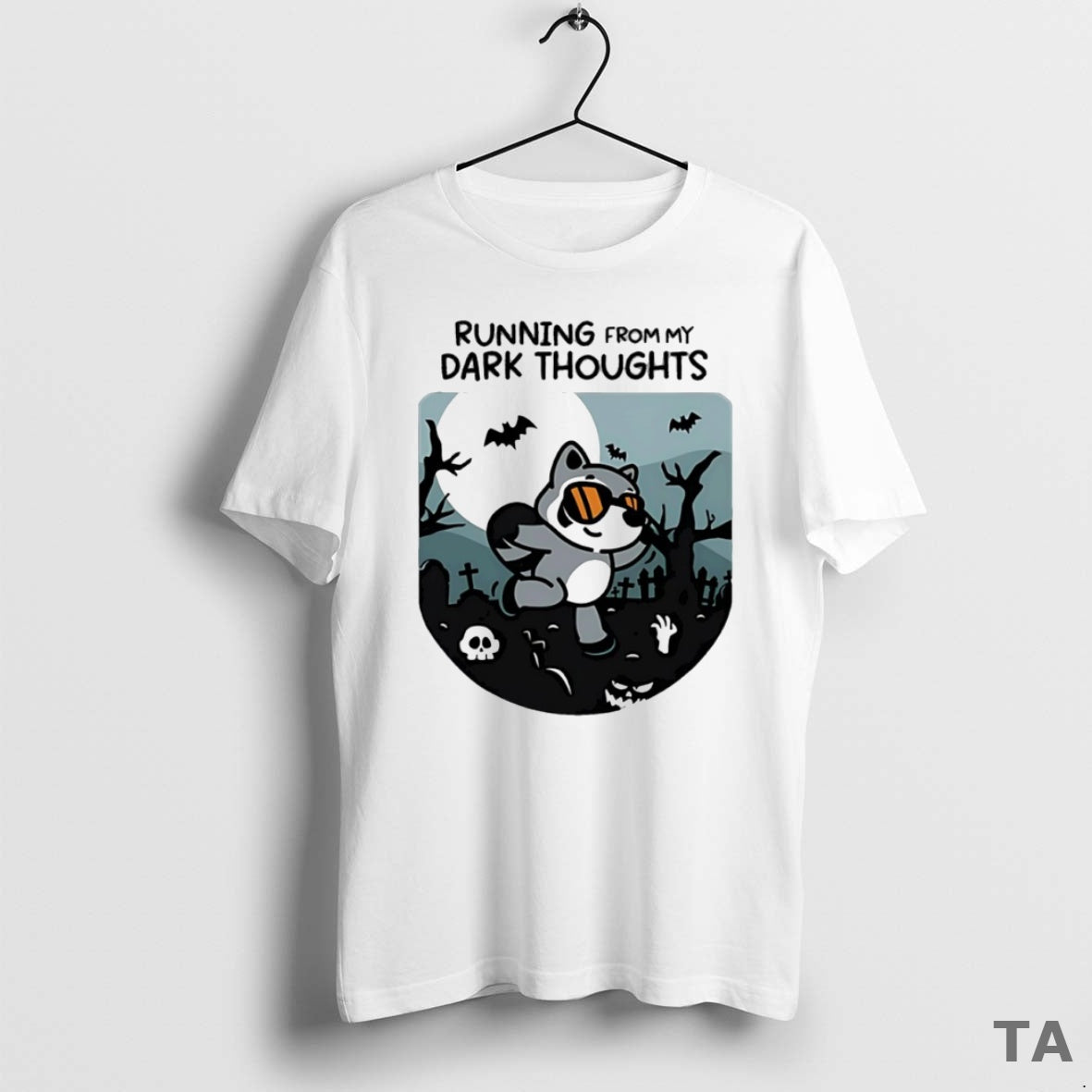 Top Raccoon Running From My Dark Thoughts Circle T Shirt Sweater