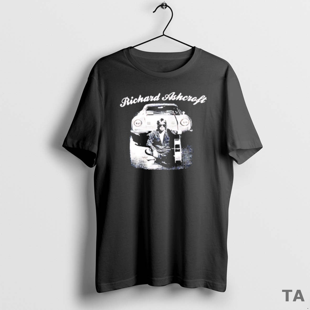 Top Richard Ashcroft Playing Guitar Behind Car Vintage T Shirt Sweater