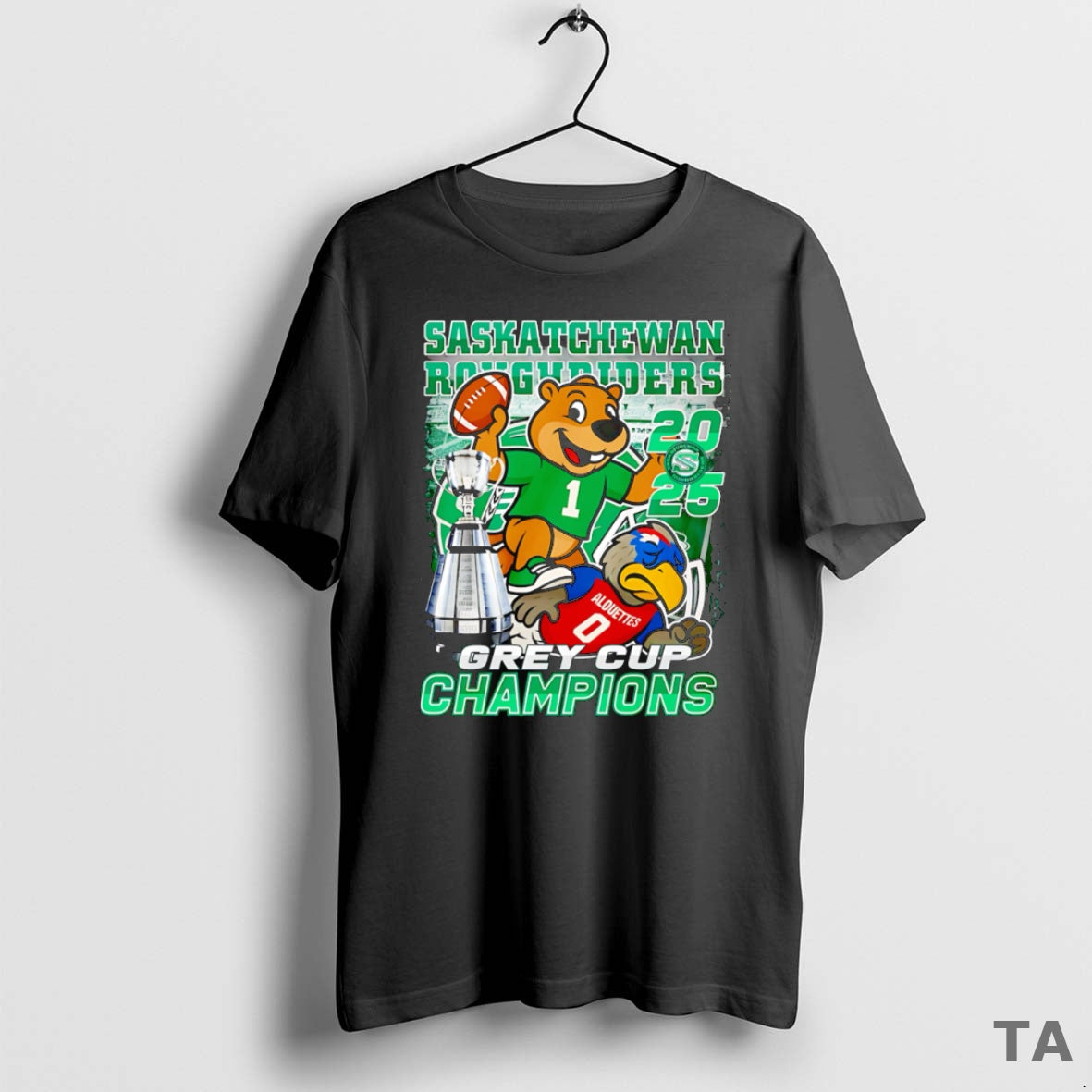 Top Saskatchewan Roughriders 2025 Grey Cup Champions Mascot T Shirt Sweater