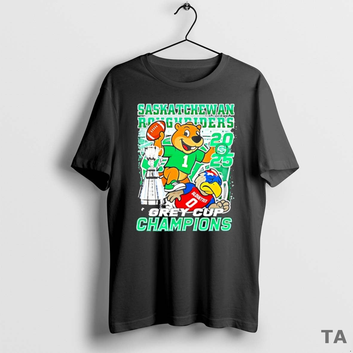 Top Saskatchewan Roughriders Beat Alouettes 2025 Grey Cup Champions Mascot T Shirt Sweater