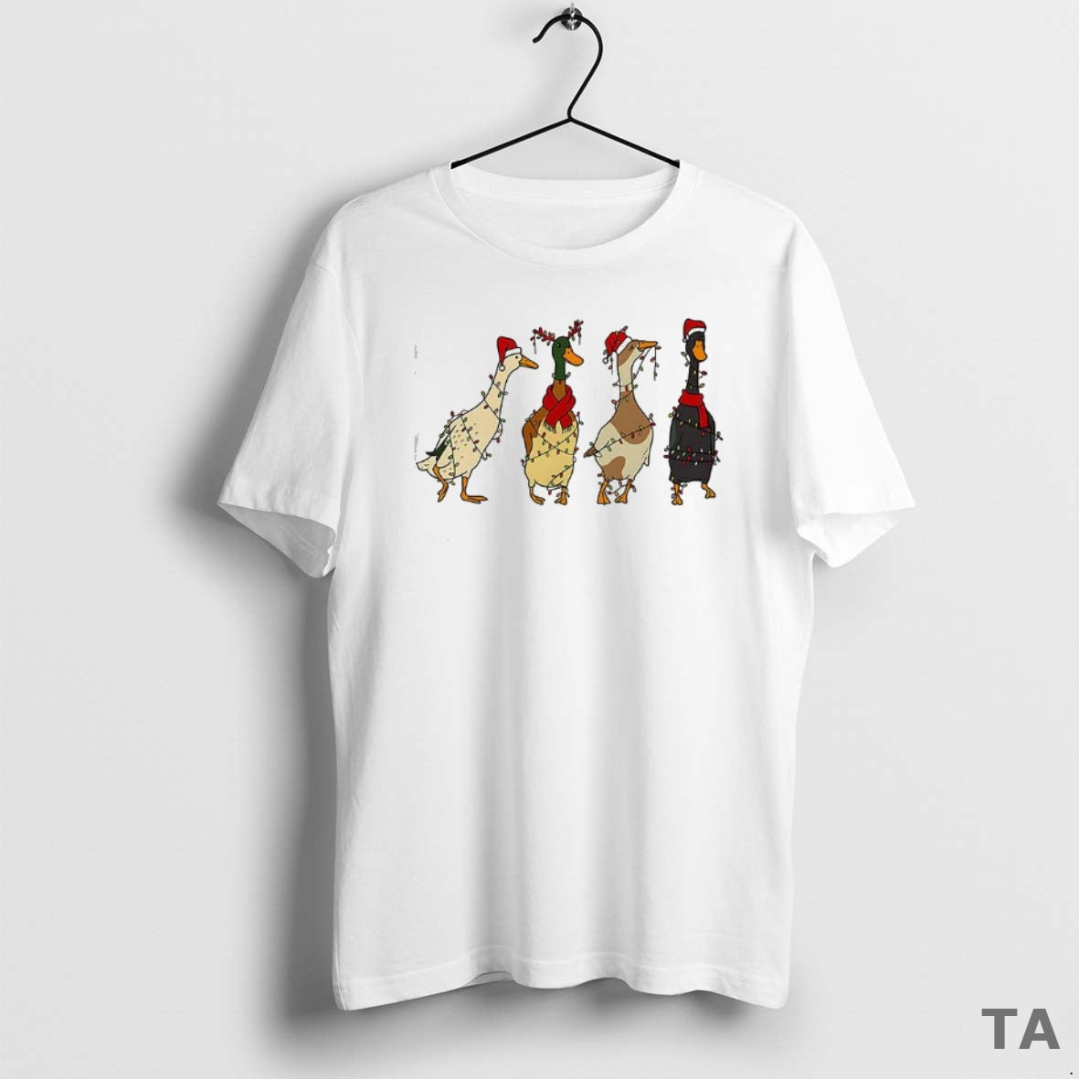 Top Silly Ducks String Lights Wrapped Christmas T Shirt Sweater