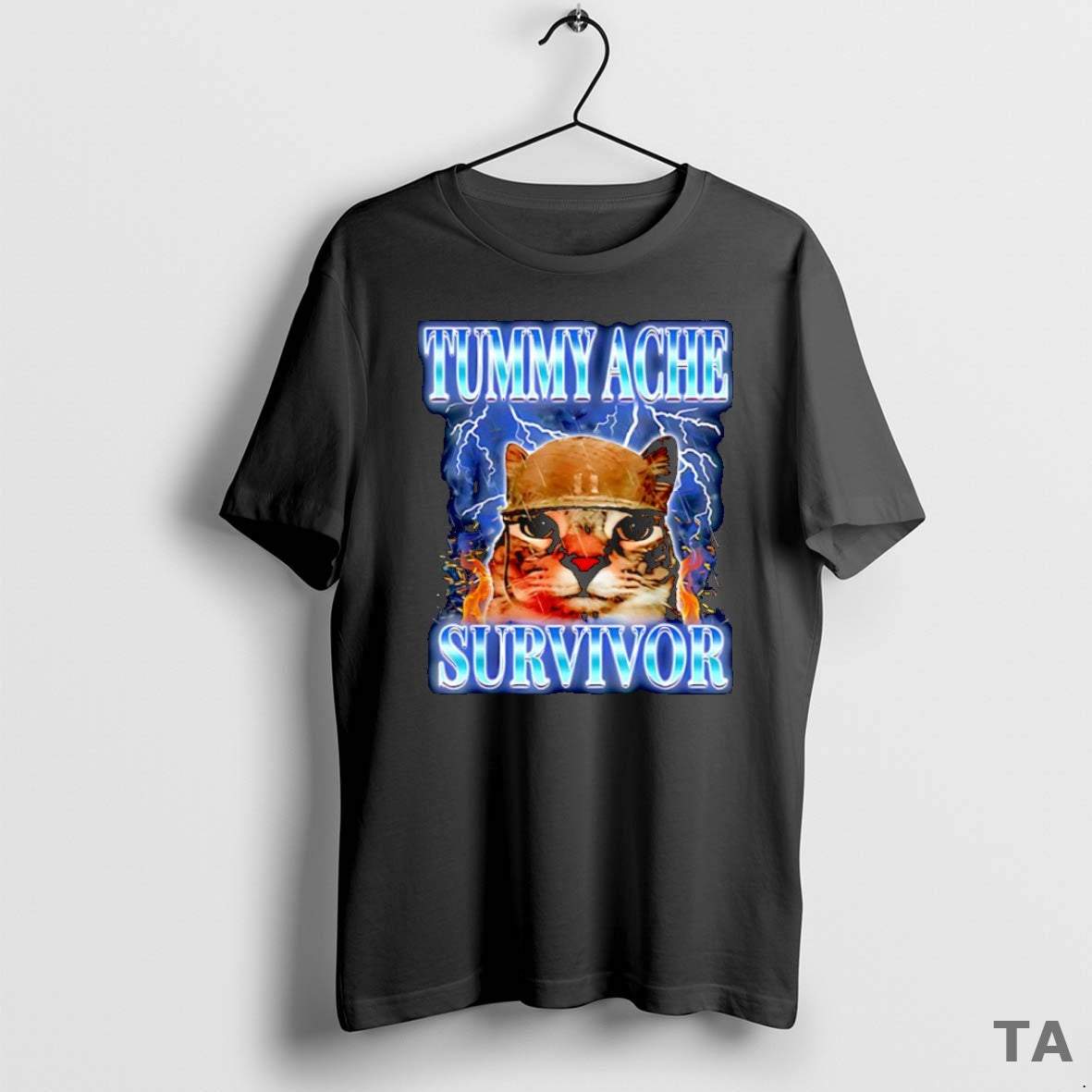 Top Tummy Ache Survivor Cat Meme T Shirt Sweater