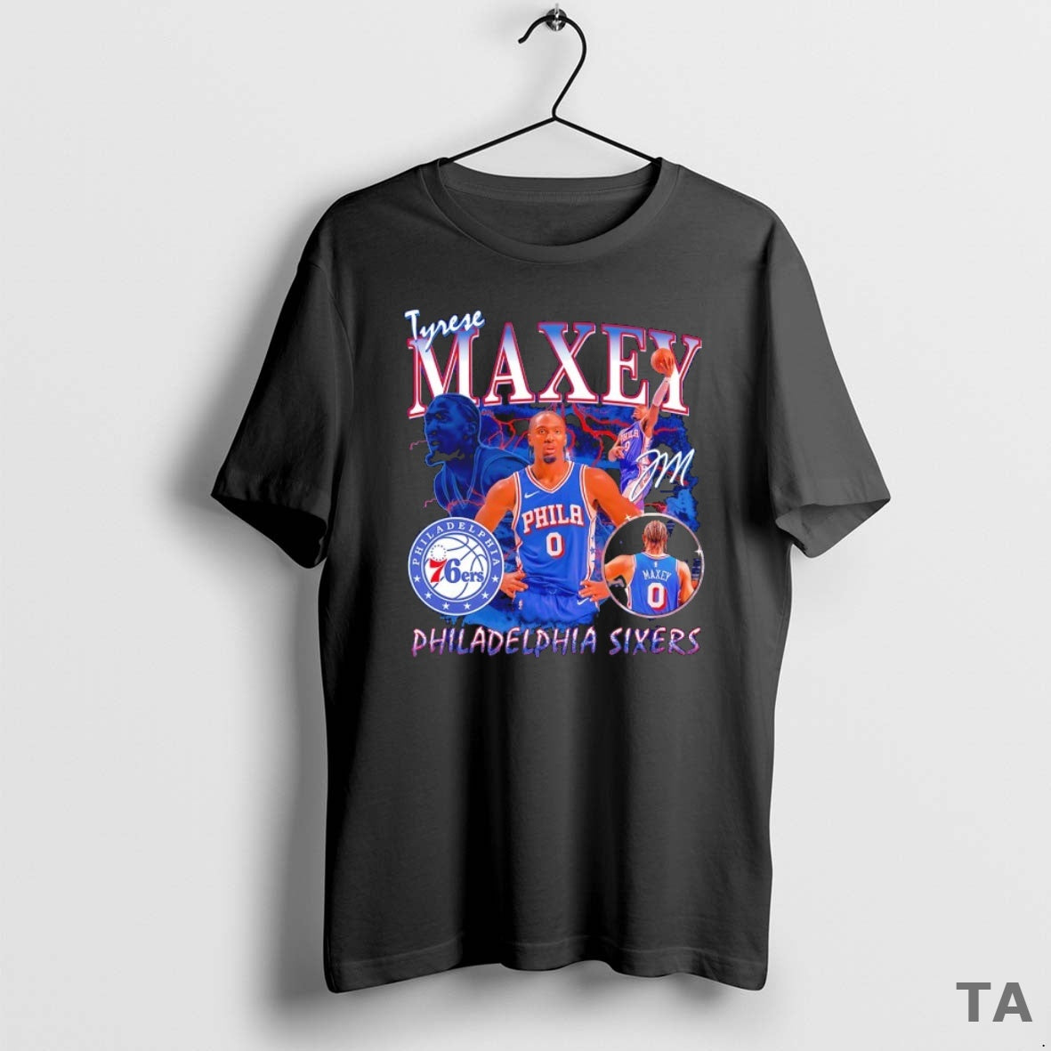 Top Tyrese Maxey 0 Philadelphia 76ers Player Signature Collage T Shirt Sweater