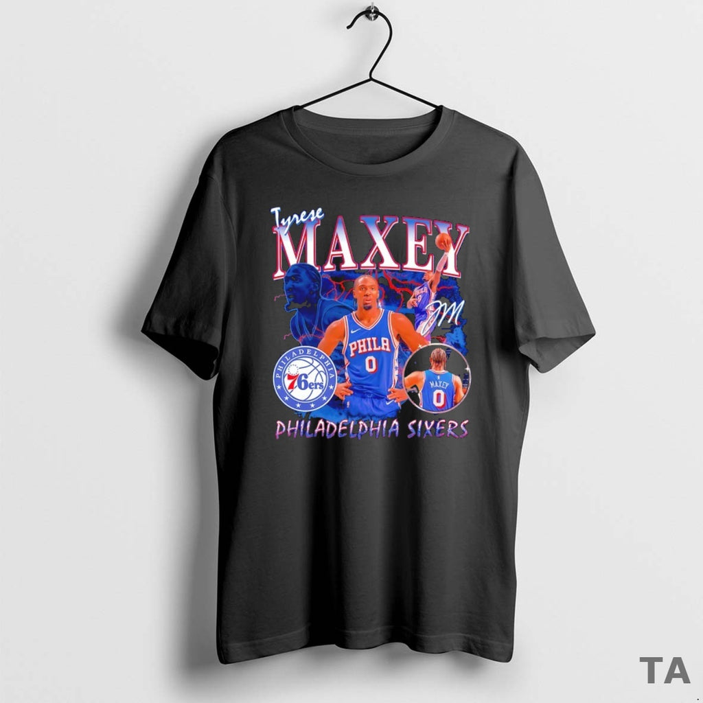 Top Tyrese Maxey 0 Philadelphia 76ers Player Signature Collage T Shirt Sweater