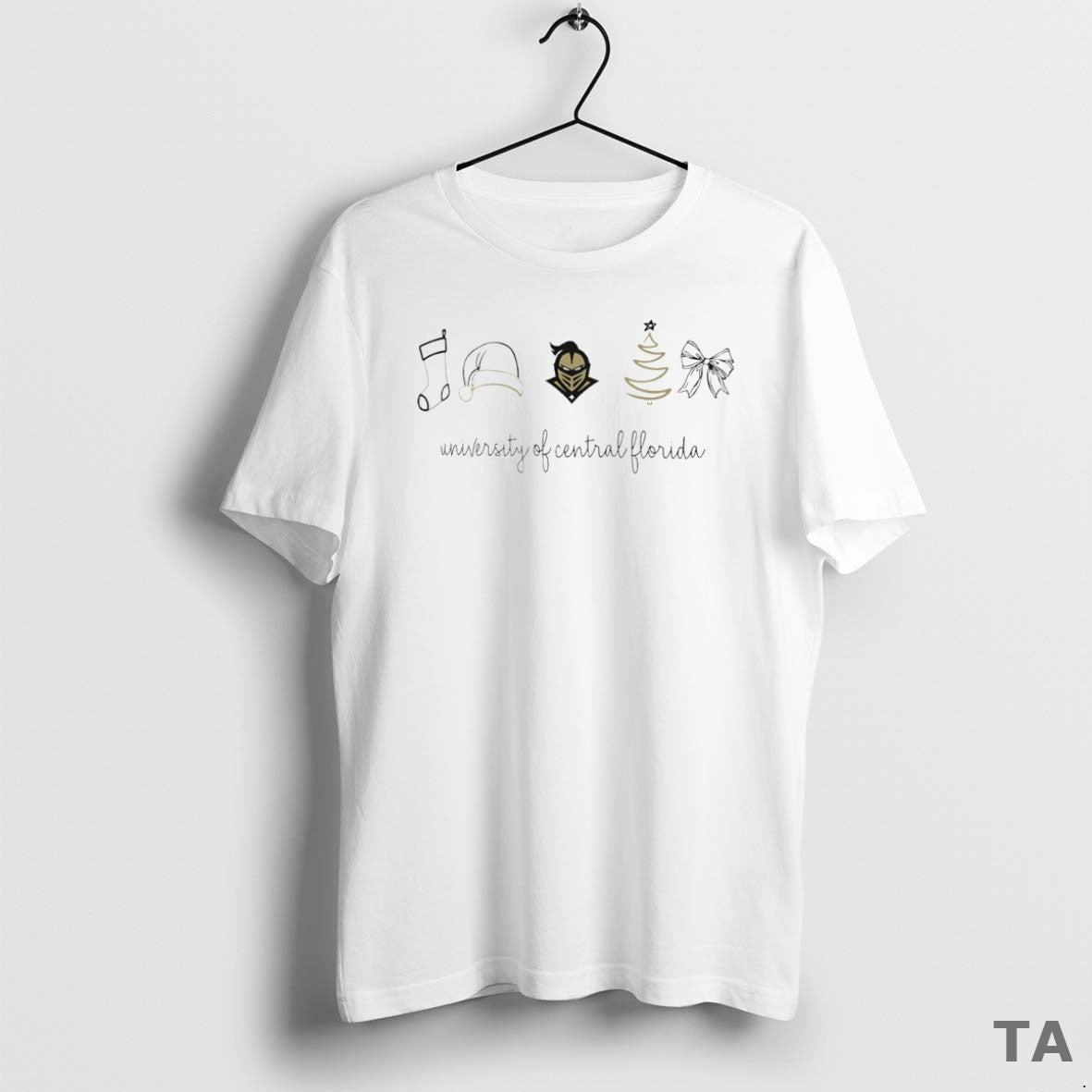 Top Ucf Knights Christmas Sock Hat Tree Bow Elements Circle T Shirt Sweater