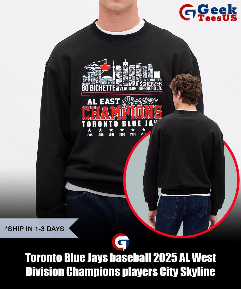 Toronto Blue Jays baseball 2025 AL West Division Champions players City Skyline shirt Unisex , , , Long Sleeve Tee