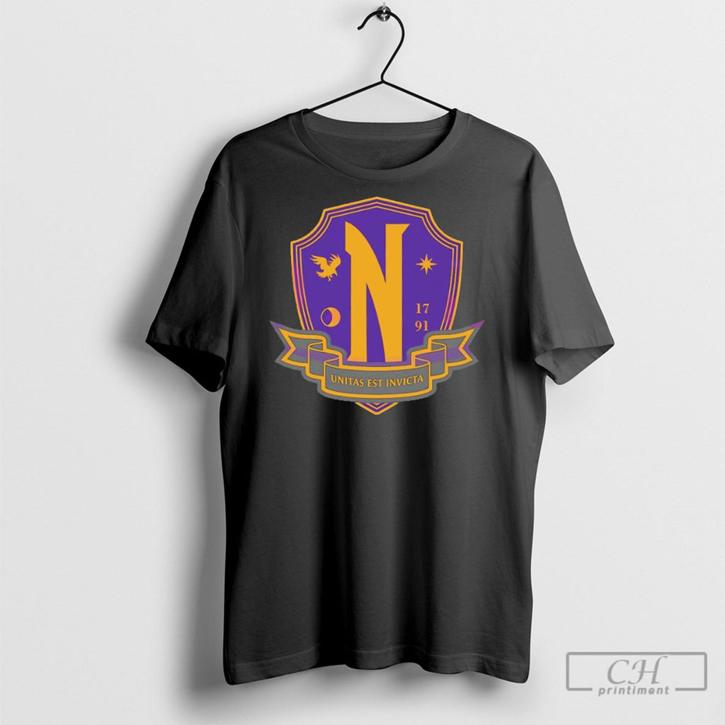 Wednesday Nevermore Academy Crest Gothic School Emblem 1791 Shirts
