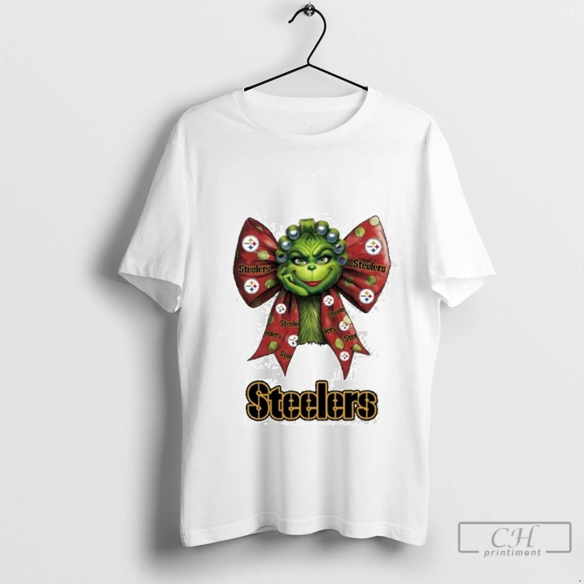 Women Grinch Bow Tie Steelers Logo