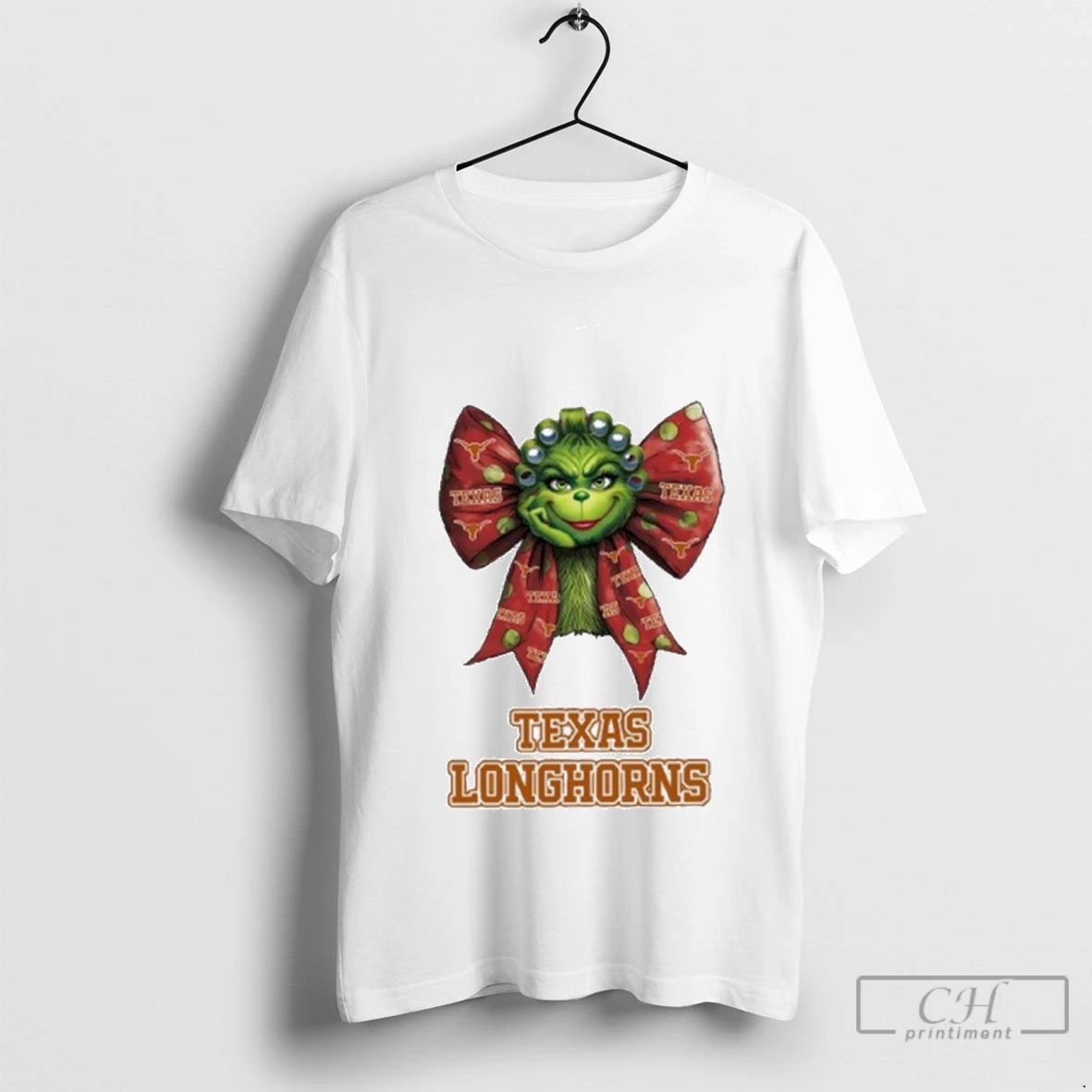 Women Grinch Bow Tie Texas Longhorns Logo