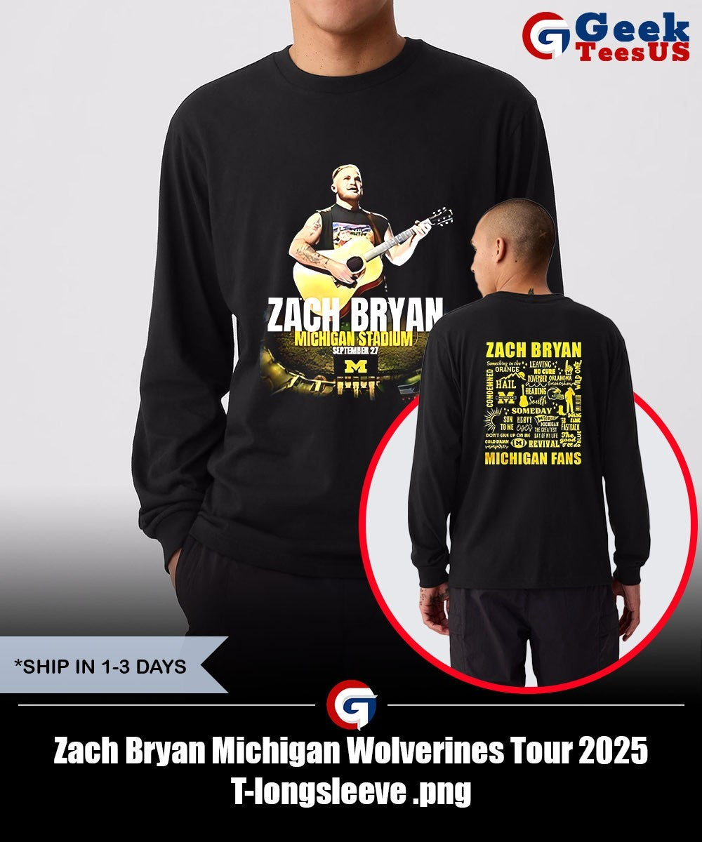 Zach Bryan Michigan Wolverines Tour 2025 Unisex , , , Long Sleeve Tee