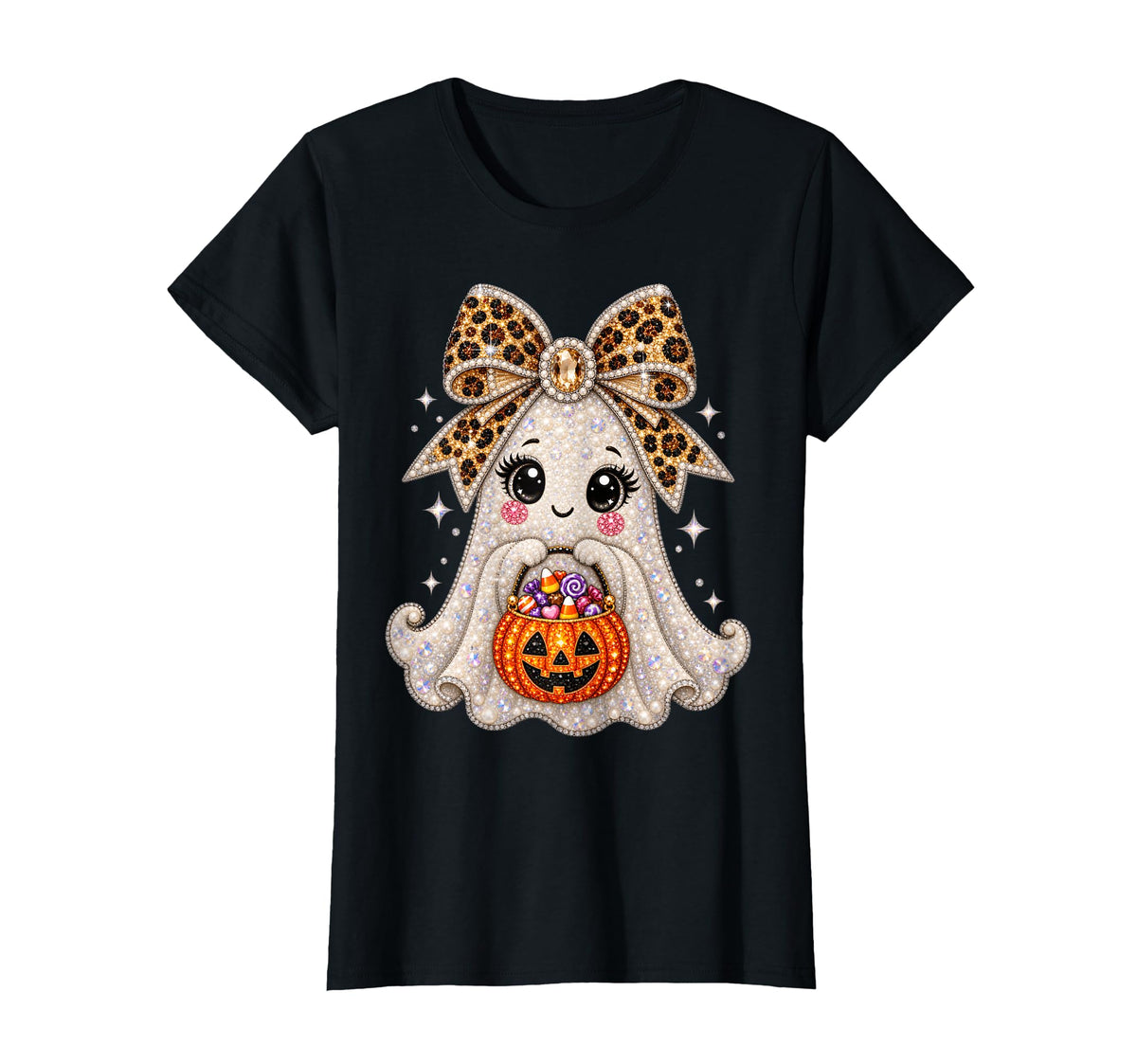 Halloween Bling Ghost Pumpkin Candy Bucket Unisex T-shirt, Sweatshirt, Hoodie (1)