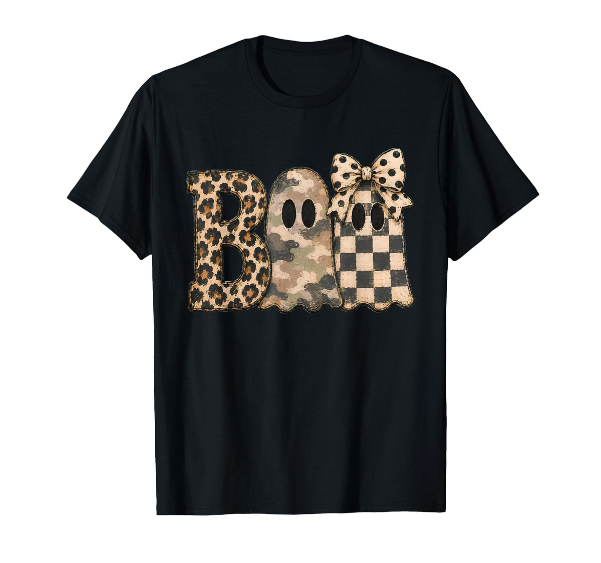Ghost Boo Leopard Halloween Bow Unisex T-shirt, Sweatshirt, Hoodie (1)