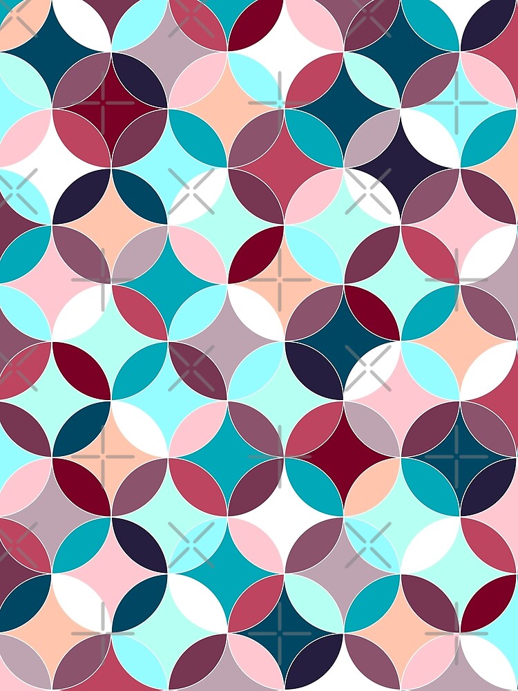 Mid Century Overlapping Circles - Retro Geometric Pattern Decor by K Design Store