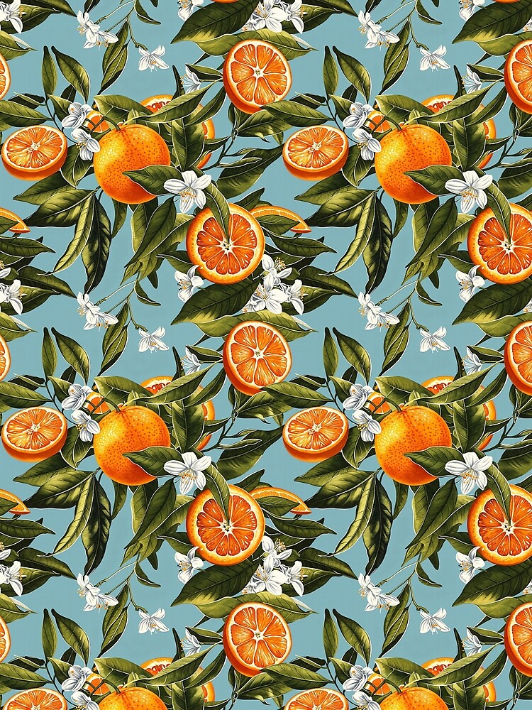 Vintage Oranges and Blossoms Botanical Print by FolkloreShoppe
