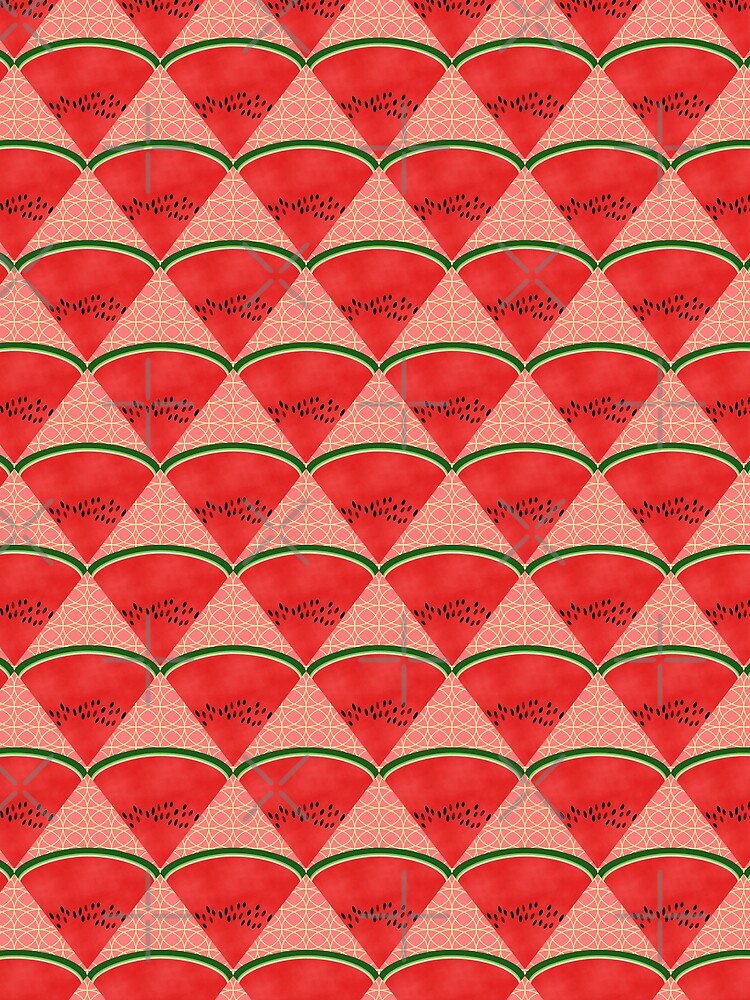 Deco Watermelon Slices on Pink by MerryMakewell