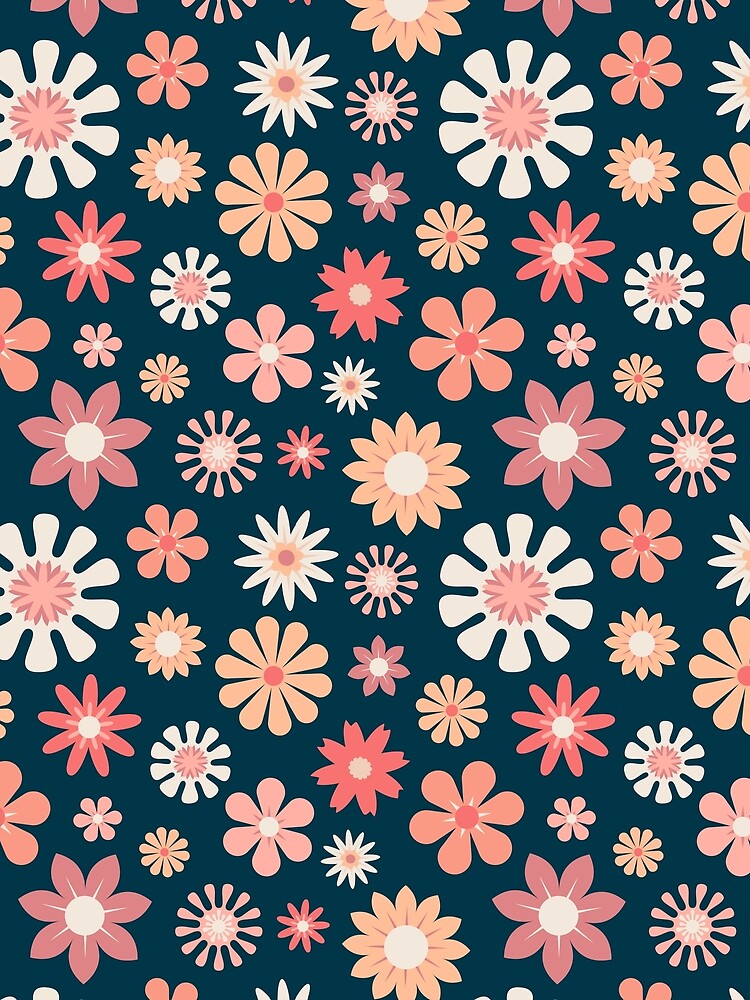 Retro Flowers - Navy by Graphic Daisy