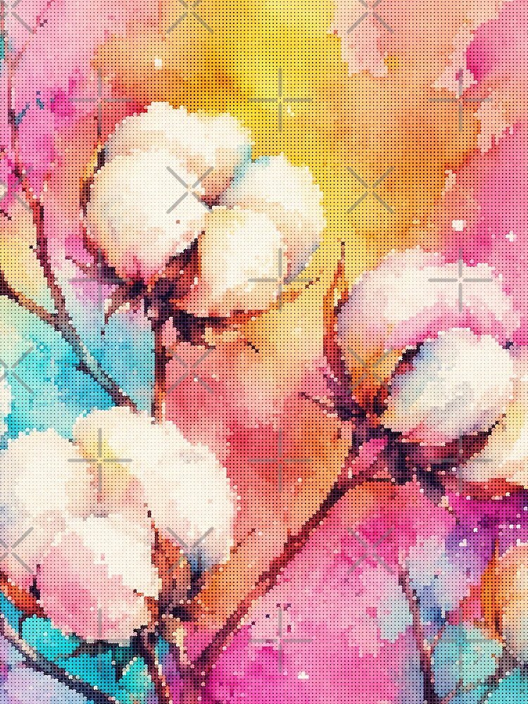Vibrant Watercolor Cotton Flowers by A-C-G