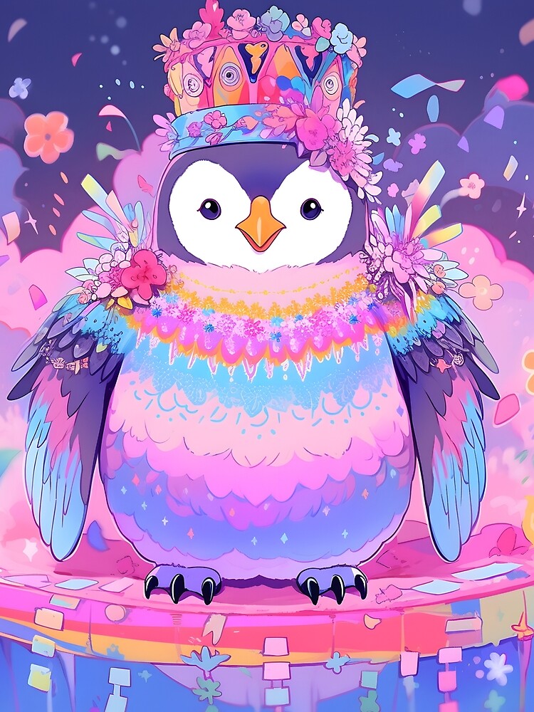 Y2K Aesthetic - Prism Penguin by Cosmic-Canvases