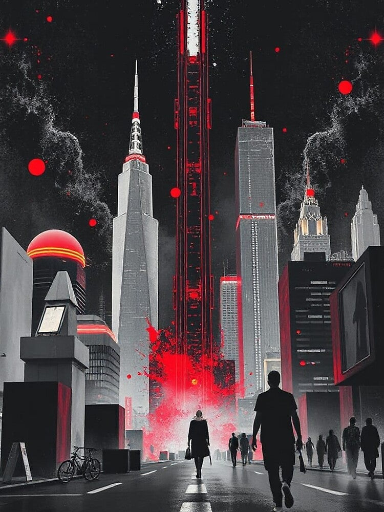 Cyberpunk City – Futuristic Trash Polka Art by Shouganai-Mind