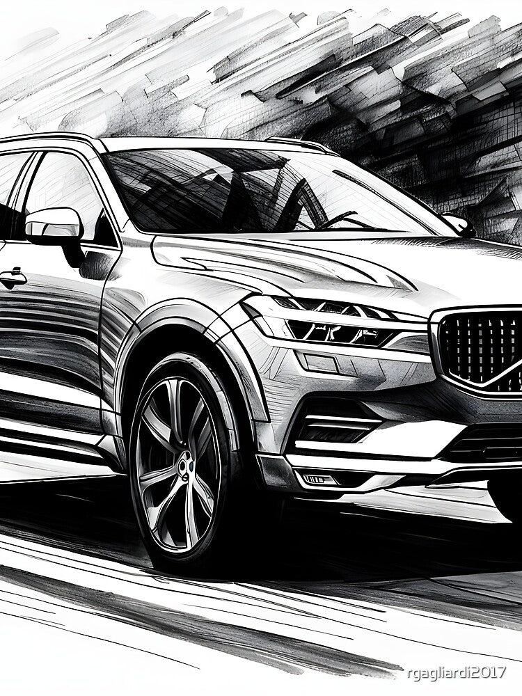 Volvo XC60 Luxury SUV Dynamic Charcoal Sketch by rgagliardi2017