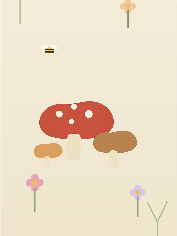 Cottagecore Mushrooms - Pastel Undergrowth Illustration by DkSpirit