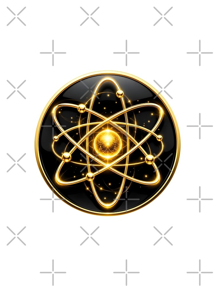 Golden Quantum Atom  Luxury Science Symbol by simaso