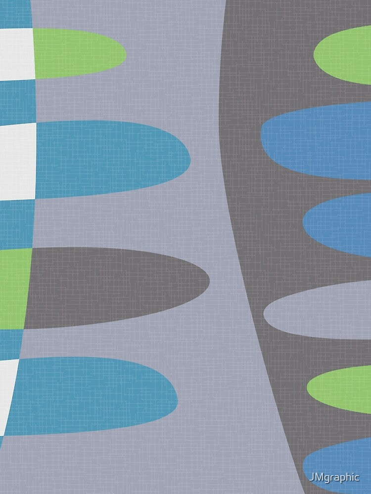 MCM abstract shapes - shades of gray, blue and green by JMgraphic Unisex , , , Long Sleeve Tee