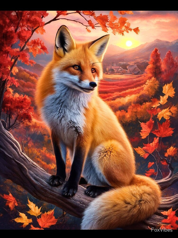 Fox Portrait. Autumn fox, fall fox, floral fox, fox painting, Raphael style by FoxVibes