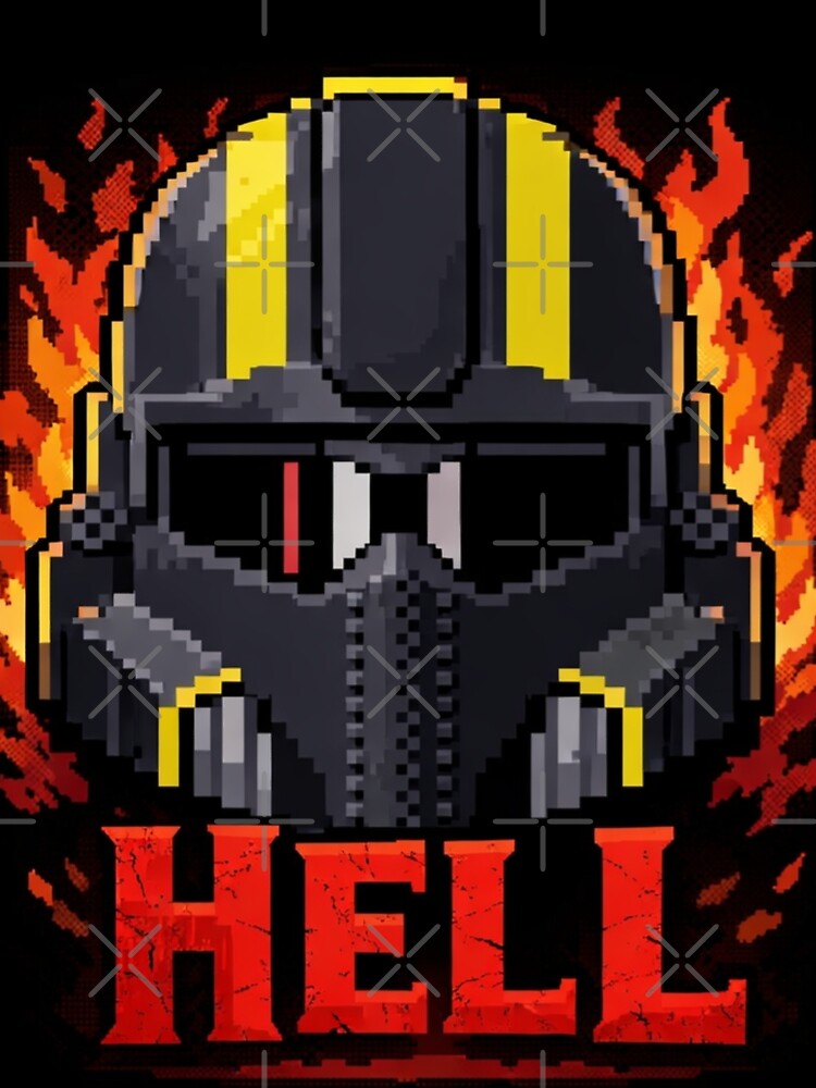 Hell Diver Helmet – Retro 2D Inferno Emblem by Level Quest