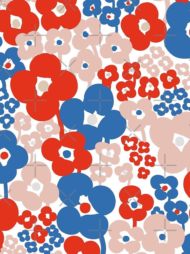 Iconic Retro Scandinavian Garden in Red, Blue and Cream by Deutschic