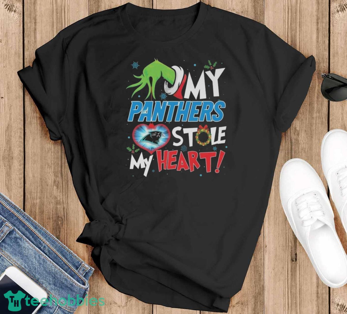 Grinch Hand My Carolina Panthers Stole My Heart Football 2024 Shirt Unisex , , , Long Sleeve Tee