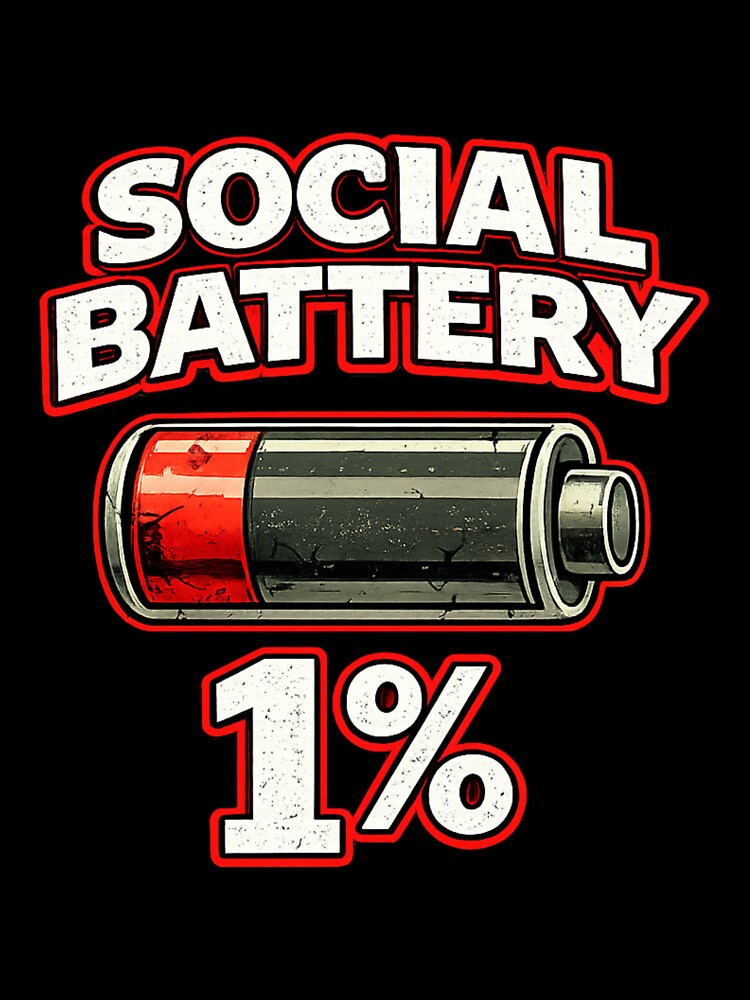 Social Battery 1% – Funny Introvert Humor Shirt by Wild Pixel Studio