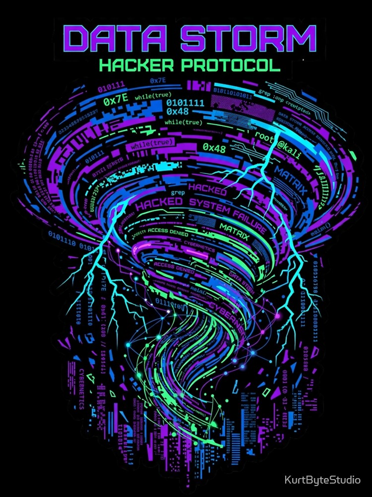 Data Storm Cyberpunk Hacker Shirt by KurtByteStudio