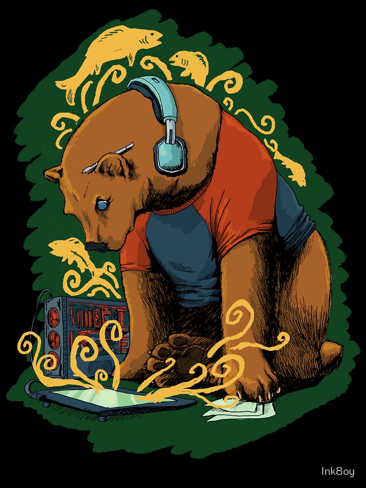 Art Bear Dreams of Fish by Ink8oy