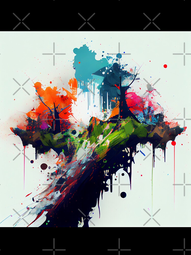 Cool Splatter Paint Forest Landscape Digital Painting by CodeAndColors