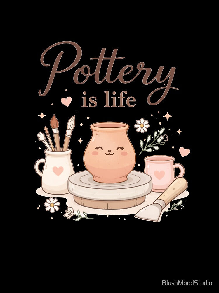 Pottery Is Life – Cute Pottery Wheel Illustration for Ceramic Lovers by BlushMoodStudio
