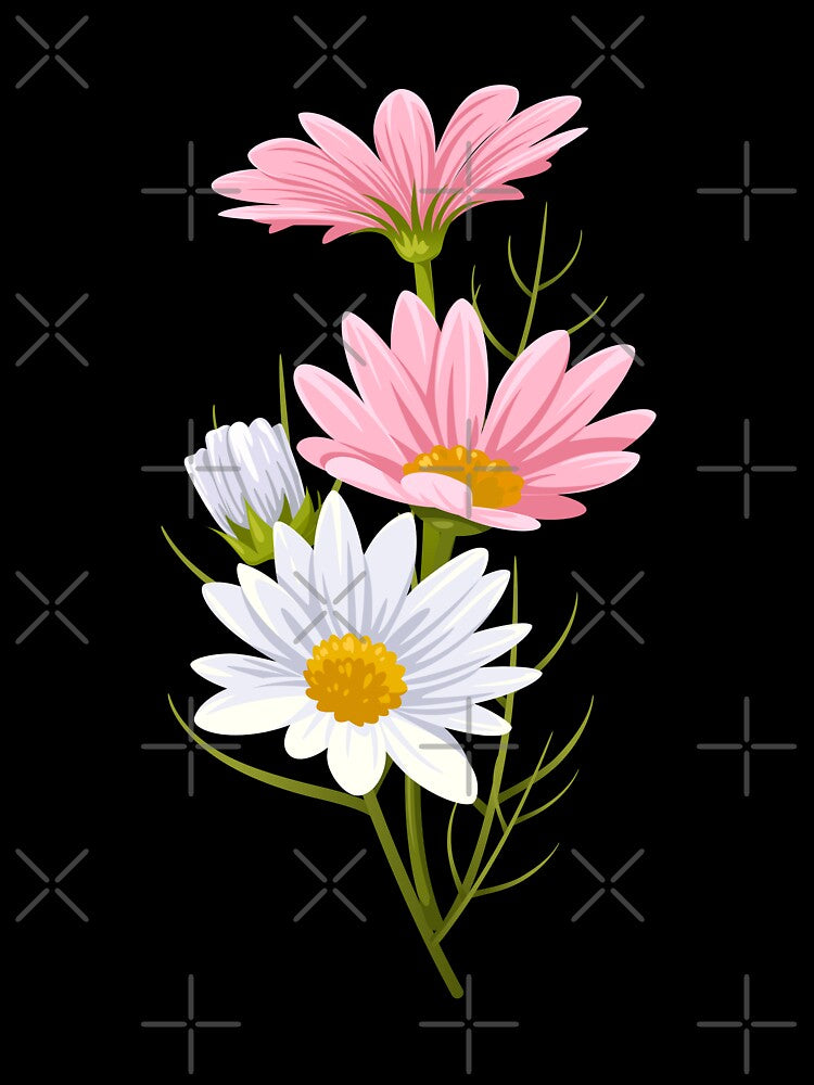 Pink And White Watercolor Spring Flowers by ArtCornerStudio