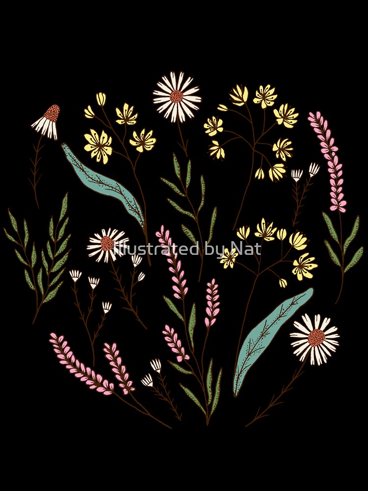Bedtime tea calming herbs botanical pattern in mint green by Illustrated by Nat