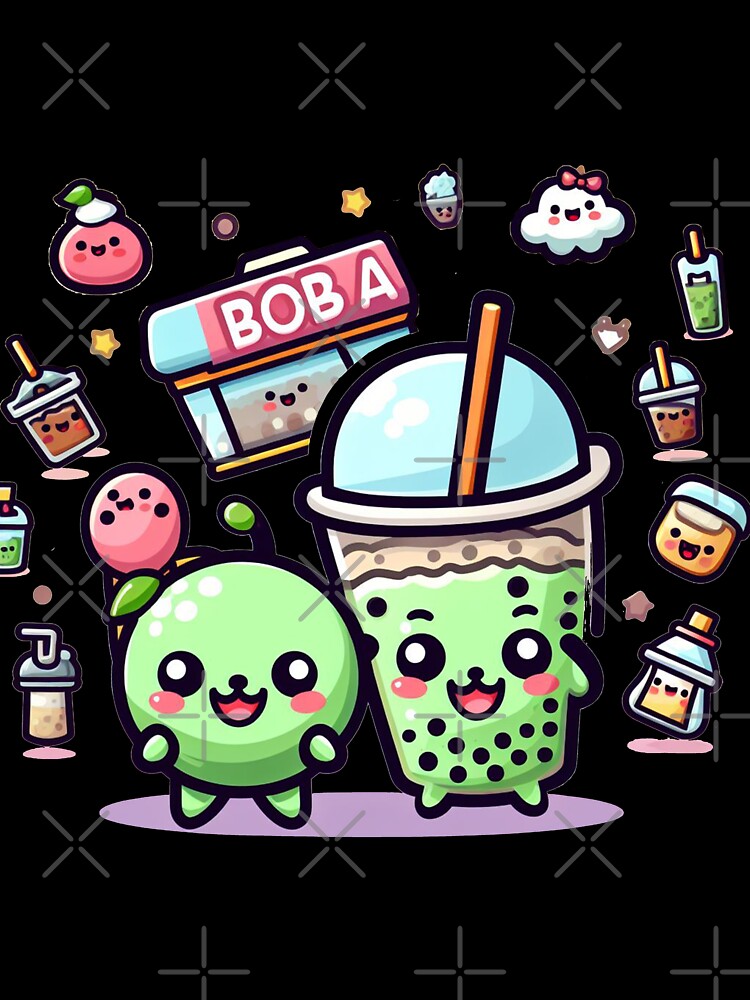 Bubble tea party with a boba shop stickers and more by SaraDatCool